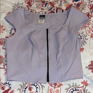 Vintage Square Neck Line Zipper Top